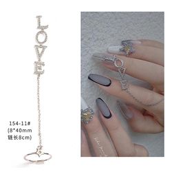 Nail Art smykker Pearl Skaldyr Søstjerner Love Pendant Ring Tide Nail Diamond 15411 sølv