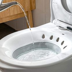 Taitettava Sitz-kylpyamme WC: lle, istuin Sitz Bath Basin raskaana oleville naisille, peräpukamat, vanhukset, sopii universaaliin wc: hen ja commod...