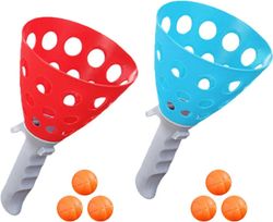 Pop and Catch Game - Catch Ball Game Set - kulutusta kestävä rantapeli, jossa on käynnistyspainike, 2 saaliskoria ja 6 palloa silmän ja käden koord...
