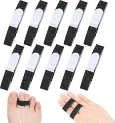 10kpl Buddy Tape Finger Straps No Slip Hook Loop Finger Splints, uudelleenkäytettävät kangas Buddy Wraps murtuneille varpaille - erinomainen Musta ...