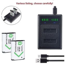 NP-BX1 1240mAh erstatningsbatteri eller USB Dual Lcd Charger Kit kompatibelt Sony-kamera 2Xbatteries