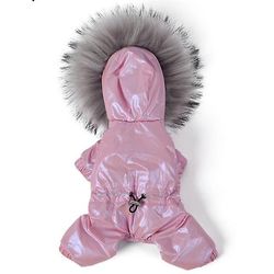 mickcara Ylellinen turkiskaulus koiran vaatteet Vedenpitävä tuulenpitävä koira haalarit pienille koirille säädettävä vyötärö lämmin turvonnut lemmi...