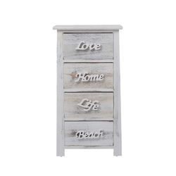 Mobili Rebecca Rebecca Huonekalut Comodino Chest 4 Valkoinen Harmaa Laatikot Shabby 73x37x27