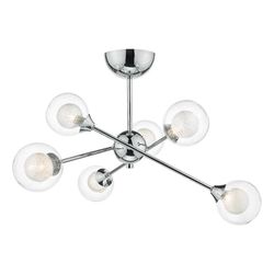 Dar Lighting Zeke Semi Flush Loft Lys Poleret Krom, 6x G9