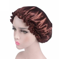 Besser Lady Silke Nat Sleep Cap Elastisk Hoved Wrap Kaffe