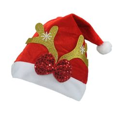 Christmas Bow Elk Gevirer Broderet Santa Hat Far Gylden gevir bue