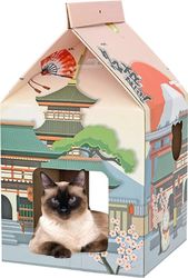 Heytea Pahvinen kissakoti raaputuslaitteella, taitettava maitolaatikko leikkimökki pahvilaatikkolelu sisäkissoille Asunnot kissanpennut kynsimylly ...