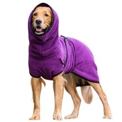 Kæledyr Hundetøj Håndklædetørring Badekåbe med hætte Frakke Hvalpvarmere Beklædning Lilla L