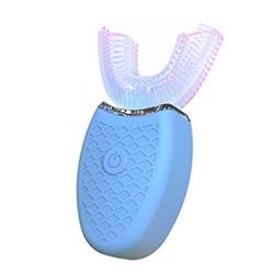 2023 Ny 360 graders intelligent automatisk sonisk elektrisk tannbørste U Type 4-moduser tannbørste USB-lading av tannblekingslys Blå