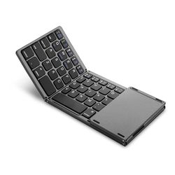 Ryra Portable Mini sammenleggbart trådløst Bluetooth-tastatur med pekeplate russisk / spansk svart og engelsk