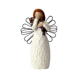 Angel of Friendship Ornament, skulpturel håndmalet figur, engel statue dcoration til desktop kontor bøgerhlef