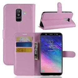 Telefonetui kompatibel med Samsung Galaxy A6+ (2018) PU-læder stødsikker beskyttelsespose [pink]