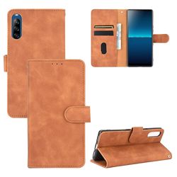 Etui til Sony Xperia L4 Cover Premium læder med kortholder Flip Folio magnetisk etui etui coque - sort Brown