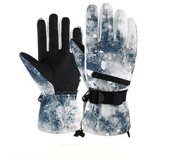 Lauwodun Cykling Touch Screen Ski Handsker Udendørs Velvet Varme handsker Vinter læderhandsker Cykling - Denim Blue denim blå L