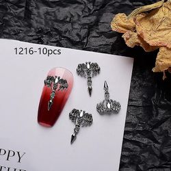 Retro Dark Punk 3d Nail Art Charms Alloy Tips Skull Rhineston Decor Halloween H1216