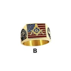 Bricks Masons Kompas og firkantet g usa flag frimurerisk ring B 11
