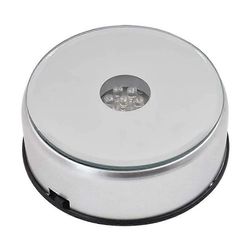 Lasitaideteosten pyörivä jalusta, LED-värinen pyörivä kristallinäyttöjalusta Hopea