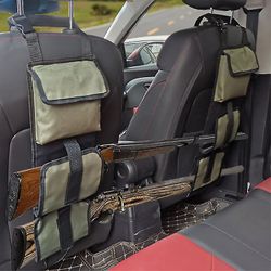 2ps for utenfor jakt sete bak pistol rack, camo baksete pistol slynge bag med lagring for bil jeep pickup lastebil suv tote 2 lange våpen, outdo