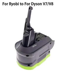 Ryobi 18 V:n akulla varustettu adapteri Dyson V6 V7 V8 -imuriin, jossa on P107 P108 -akkuadapteri. Ryobi-malleista V7 V8:aan