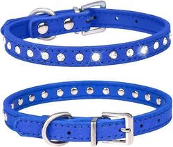 Pentukoiran kaulus kristallitimantilla värikäs Bling Girl Puppy Small Dog Cat -kaulukset (XS, vaaleanpunainen) Tummansininen