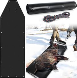 Frusde Hjort Drag Sled, Bærbar isfiskeslede med tau, Multi-Purpose Dog Sled Game Hauler Slede for jakt, Brannved, Isfiske Svart