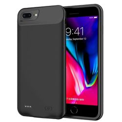8000mAh laajennettu akkulaturikotelo TPU-kehyksellä iPhone 8 Plus / 7 Plus / 6s Plus / 6 Plus - musta