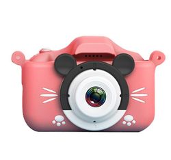 Coosilo Bærbar Mini Digital Børn Kamera, Front og Bag Dual Kameraer HD-kamera + 32GB Sd-kort Pink