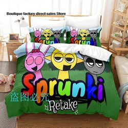 f685 Lakanat Sprunki vuodevaatteet Yhden hengen Twin Full Queen King -kokoinen sänkysetti Aikuisten lasten makuuhuoneen pussilakanasetit Sprunki pa...