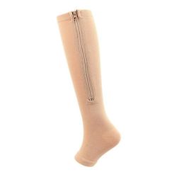 Handuo Lynlås kompression sokker - 2pairs kalv knæ høj strømpe beige M