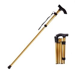 Ultralet 4 sektion justerbare stokke aluminiumslegering folde walking sticks B guld