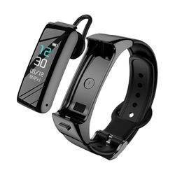 B6 Smart Armbånd Bluetooth Headset 2-i-1 Hjertefrekvens Menn Og Kvinner Sports Watch Pedometer