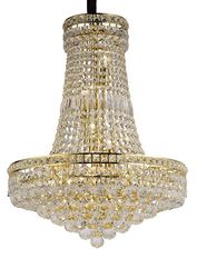 Inspired Lighting Frances Loft Vedhæng Lysekrone 14 Lys fransk guld, Krystal