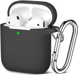 AIR Beskyttende stødsikkert cover med karabinhage Kompatibel med Airpods etui 2 1 sort