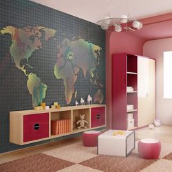 IlyDecor Carta da parati mappamondo - carta stradale (per bambini) 250x193