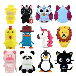 Pendrive 128 Gt USB-muistitikku Cartoon Eläimet Kynäasema USB-muistitikku 32 Gt Sarjakuva musta kissa yksisarvinen kynä Asema 256 Gt Keltainen äijä