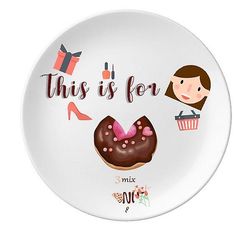Heart Chokolade Doughnut Dessert Sweet Food Mother Dessert Plate Dekorative Porcelæn 8 tommer Dinner Home