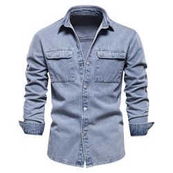 Cloudstyle Casual Classic Slim Fit Denim jakke til mænd Blå L