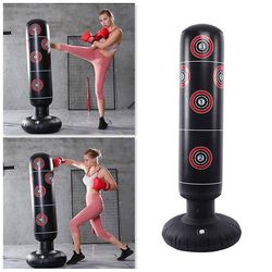 Mikasa Punch Bag, Oppustelig fritstående Fitness Target Stand Tower Bag