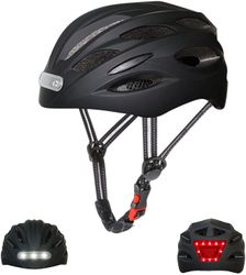 Linkrunning Voksen cykelhjelm med forlygte og baglygte, cykelhjelm Letvægts cykelhjelme til skateboard mountain road bike, usb genopladelig, Adjusta