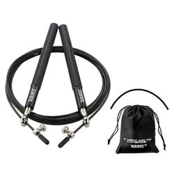 AOLIKES TS-3202 aikuisten harjoitushyppynaru säädettävä pituus teräslankapainotettu hyppynaru Monivärinen Black/Black Wire