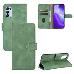 Etui til Oppo Reno 5 5g Cover Premium Læder Med Kortholder Flip Folio Magnetisk Etui Coque - Sort Grøn