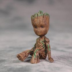 unbrand Groot Action Legetøj Figur 6cm Guardians of The Galaxy Tree Man Doll Model Cartoon Sort One Size
