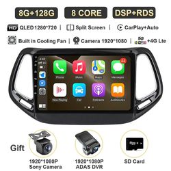 Hikig Android 13 Til Jeep Compass 2 Mp 2016 - 2018 Sort Qled Bil Radio Multimedia Video Player GPS Navigation Carplay Autoradio DSP 8G-128G CAM DVR