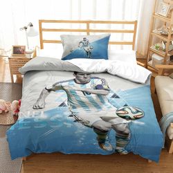 Messi-pussilakanasetit Lasten vuodevaatteet Kevyt, pehmeä ja hengittävä 3D-tulostus Kevyt peittopäällinen tyynyliinalla lapsille, teini-ikäisille, ...