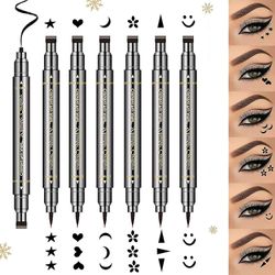 6 kpl Nestemäinen eyeliner-setti, kaksipuolinen Eyeliner-leimakynä Eyeliner Tatuointityökalu vedenpitävä tahrankestävä Eyeliner-leima Meikki-hymiö,...