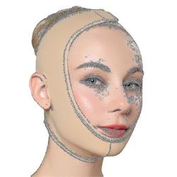 ansiktsløftende bandasje, justerbar dobbel hakereduksjon V linje ansiktsstramming løftebelte elastisk ansiktsløftning