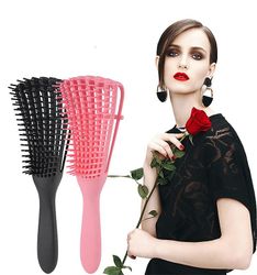 Hår Hovedbund Massage Comb børste Nylon Hårbørste Våd Krøllet Detangle Hår Børste til Salon Frisør Styling Tools Pink