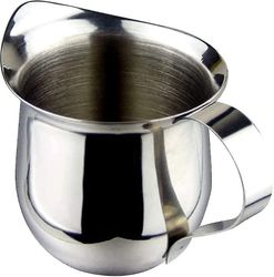 Rustfritt stål Creamer skummende mugge, espresso kaffe melk dampende mugge kopper, helle kanne for Latte Cappuccino Cup (1pc, sølv)