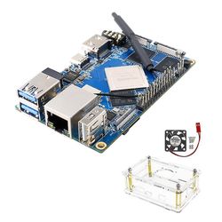 Til Orange Pi 4 4gb + akryl taske + køleventilator Rockchip Rk3399 16gb Emmc Development Board Gigabit Et