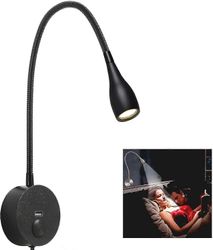 himmennettävä yöpöydän lukuvalo, minimalistinen led-sängyn lukulamppu sängynpääty seinäpintateline usb-laturilla (matta musta)-hs
